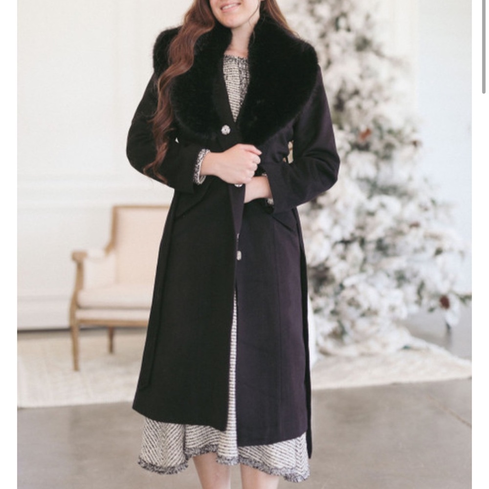Dainty Jewells Black Coat without Fur Collar